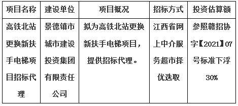 高鐵北站更換新扶手電梯項目招標代理計劃公告