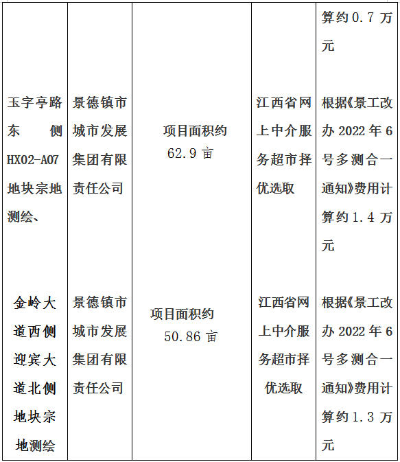 景德大道南側(cè)規(guī)劃路西側(cè)地塊宗地測(cè)繪、石嶺小區(qū)北側(cè)地塊宗地測(cè)繪、玉字亭路東側(cè)HX02-A07地塊宗地測(cè)繪、金嶺大道西側(cè)迎賓大道北側(cè)地塊宗地測(cè)繪項(xiàng)目計(jì)劃公告
